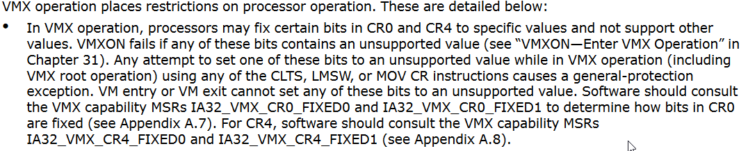 Restrictions on VMX Operation